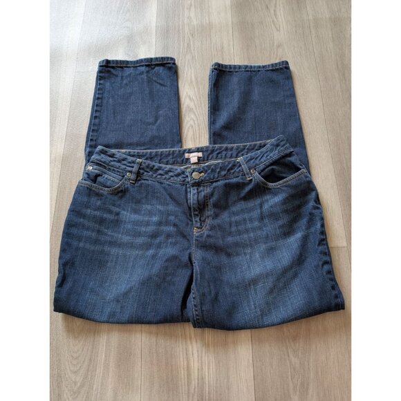 J. Jill Womens Dark Wash Straight Leg Denim Jeans Size 12 - Picture 1 of 4